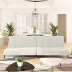 vidaXL Slaapbank / zetel 2-zits fluweel crèmekleurig, Verzenden, Nieuw