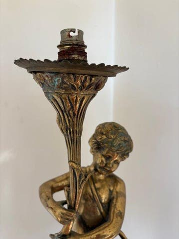 Tafellamp - Legering - Figuur die een fakkel vasthoudt, Maison & Meubles