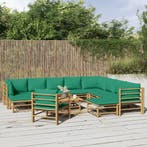 vidaXL 12-delige Loungeset met kussens bamboe groen, Verzenden, Nieuw, Loungeset