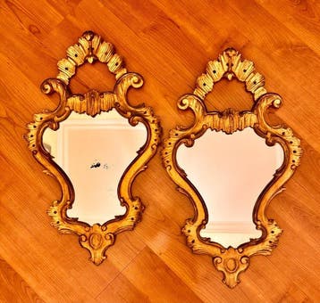 Miroir mural (2) - Bois, doré - Paire de Ventoline