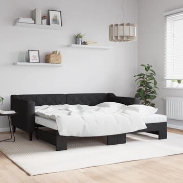 vidaXL Slaapbank met onderschuifbed en matrassen 90x190 cm, Verzenden