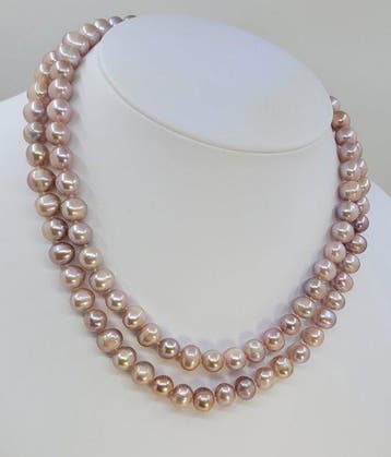Sans prix de réserve - Collier Perles Edison roses de 8 ×