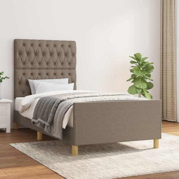 vidaXL Bedframe zonder matras 100x200 cm stof taupe, Verzenden