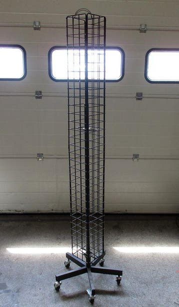 Rek, Display op wielen, zwart, B18 x D18 x H183 cm, Nieuw in verpakking