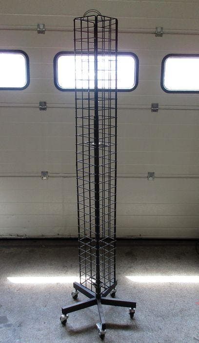 Rek, Display op wielen, zwart, B18 x D18 x H183 cm, Zakelijke goederen, Kantoor en Winkelinrichting | Kantoorartikelen