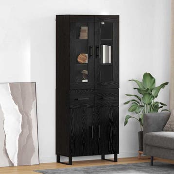 vidaXL Highboard met lade 2 pcs Zwart Eiken Gefabriceerd, Verzenden