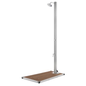 vidaXL Buitendouche met bruine basis 220 cm roestvrij staal, Verzenden