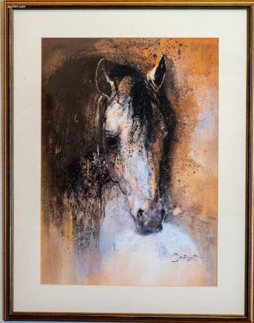 Groot Gemengde Techniek Portret van een Paard J....