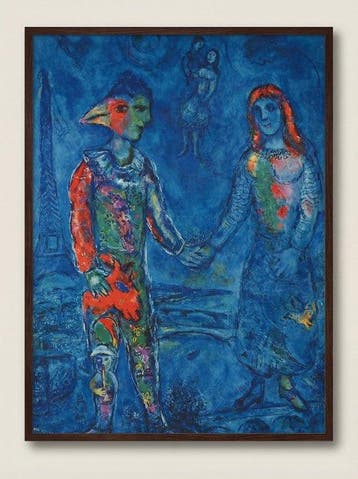 Marc Chagall (1887-1985) - Deux personnages sur fond bleu