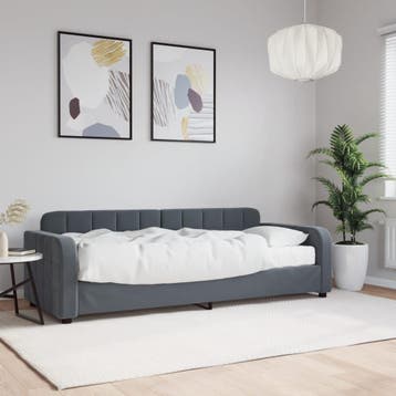 vidaXL Slaapbank met matras 80x200 cm fluweel donkergrijs, Verzenden, Nieuw