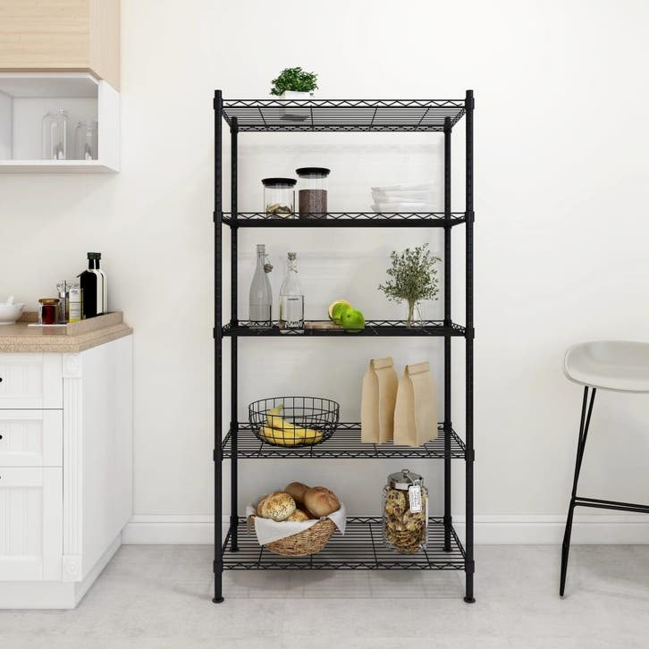 vidaXL Opbergrek 5-laags 250 kg 90x35x180 cm zwart, Huis en Inrichting, Kasten | Stellingkasten, Nieuw, Verzenden