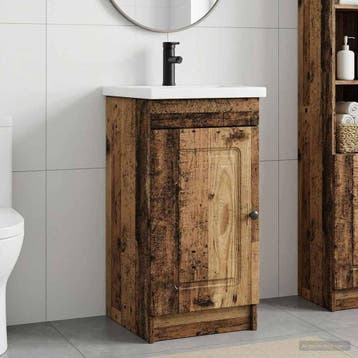 vidaXL Badkamer Vanity met Wastafel Oud hout 42 x 40 x 84,5, Verzenden, Nieuw