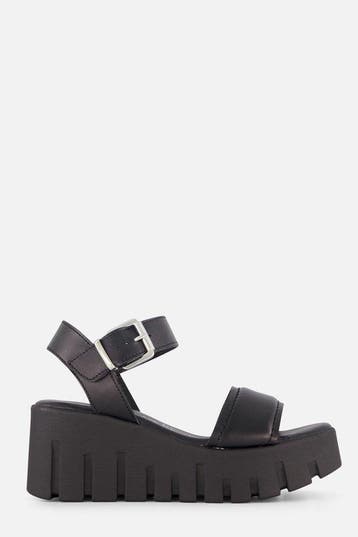 Tamaris Sandalen Met Hak zwart Leer - Maat 38 (Schoenen), Verzenden, Nieuw