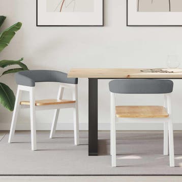 vidaXL Eetstoelen 2 st Massief Rubberhout Wit 54 x 57 x 73, Huis en Inrichting, Stoelen, Verzenden, Nieuw