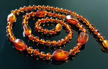 Amber Vintage halsketting van natuurlijk Baltisch amber- 9 g