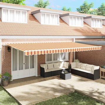 vidaXL Uitschuifbare luifel Geel en Oranje 600 × 300 cm, Verzenden