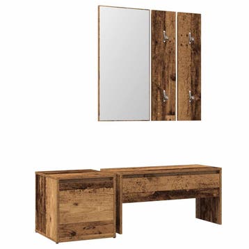 vidaXL Halmeubelset bewerkt hout oud houtkleurig, Verzenden