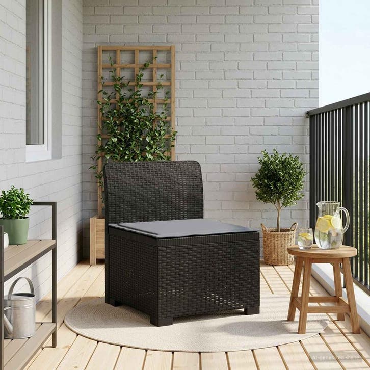 vidaXL Eén-zits Tuin Sofa met Kussen Rieten Look PP, Tuin en Terras, Tuinsets en Loungesets, Nieuw, Verzenden
