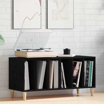 vidaXL Platenkast met plank Zwart Eiken 100 x 38 x 48 cm, Verzenden