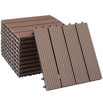 tectake Set terrastegels Tegulas, WPC in houtlook - bruin, S, Verzenden, Nieuw