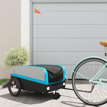 vidaXL Fietstrailer 45 kg ijzer zwart en blauw, Verzenden