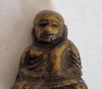 Chinois ancien Bronze Talisman en perle de Bouddha assis -