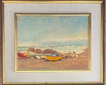 Severino Borotti (1905-1995) - Marina ligure con barche