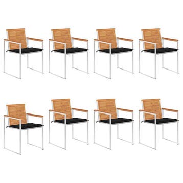 vidaXL Tuinstoelen 8 st met kussens massief acaciahout, Verzenden, Nieuw