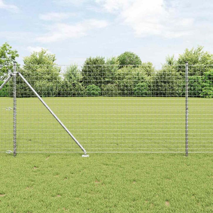 vidaXL Hekpaal met grondpen 52 st zilver Gepoedercoat staal, Tuin en Terras, Palen, Balken en Planken, Nieuw, Verzenden
