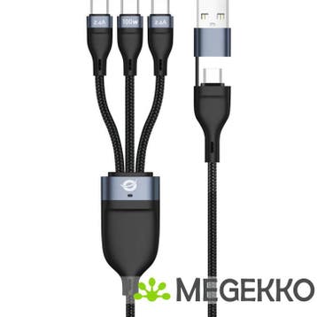 Conceptronic ETTA06B15C USB 2.0 100W USB Type-A/C - 3x USB, Computers en Software, Pc- en Netwerkkabels, Verzenden, Nieuw
