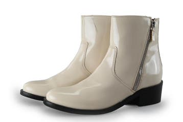 19v69 Italia Enkellaarzen in maat 38 Wit, Kleding | Dames, Verzenden, Wit, Lage of Enkellaarzen, Zo goed als nieuw