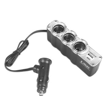 Adaptateur Allume Cigare Voiture 12V A 3 Entrées + Usb, Verzenden