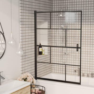 vidaXL Douchewand 100x140 cm ESG zwart, Verzenden