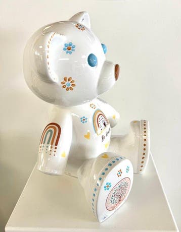 Ricarbonio - sculptuur, Ours Pop Bohème - Be Happy - 35 cm -, Antiquités & Art
