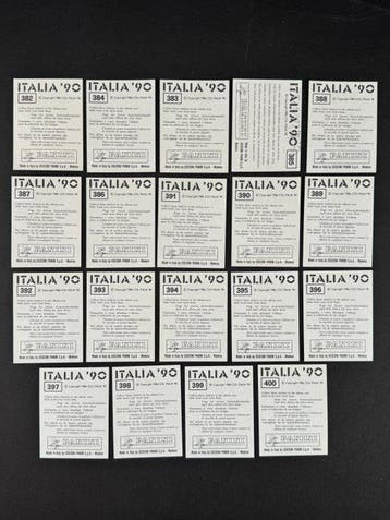 1990 Panini Italia 90 World Cup, England: complete team, Nieuw