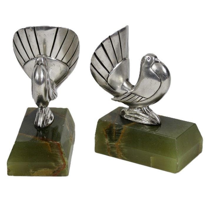 Podiebrad - Boekensteunen (2) - Gestileerde duiven -, Antiek en Kunst, Kunst | Designobjecten
