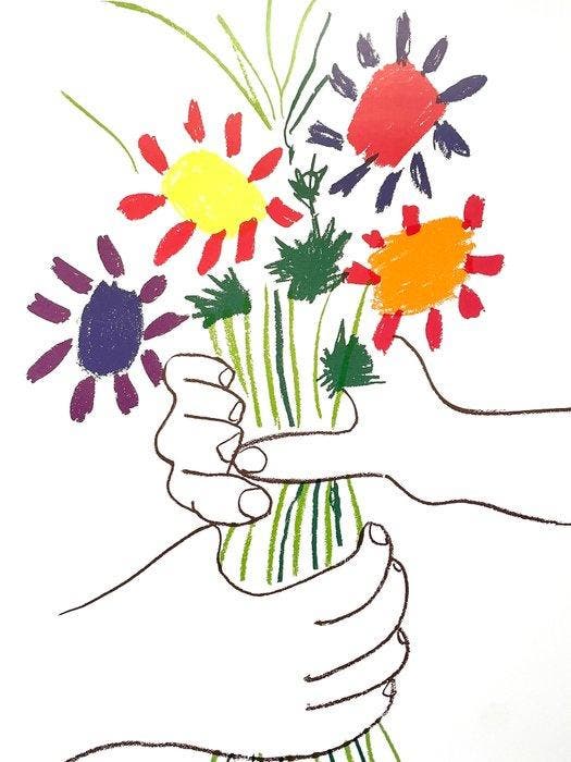 Pablo Picasso (after) - Le Bouquet de l’amitié - Offset, Antiquités & Art, Art | Dessins & Photographie
