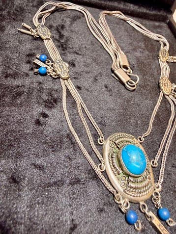 Zonder minimumprijs - Halsketting Zilver Turquoise -, Nieuw