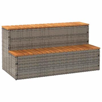 vidaXL Hottub-opstap 100x50x50,5 cm poly rattan&massief, Verzenden