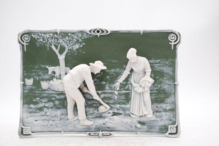 Landelijk oogsttafereel - Plaque - Wedgwood, Antiquités & Art, Antiquités | Autres Antiquités