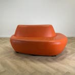 wachtkamerbank -  sofa, leer - oranje - Gratis Bezorging, Gebruikt