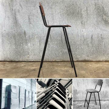 New vintage – Iso wood – barkrukken/tabourets – zwart, Ophalen of Verzenden, Meubilair