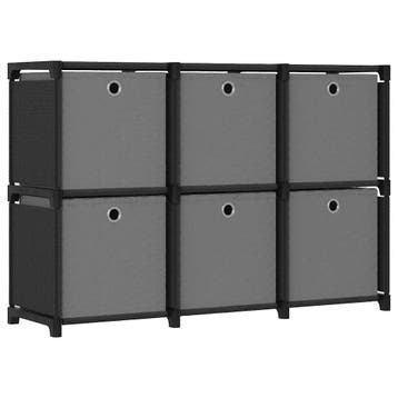 vidaXL Kast met 6 vakken met boxen 103x30x72,5 cm stof zwart, Verzenden, Nieuw