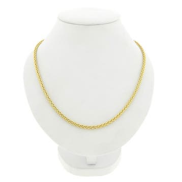 Gouden vierkante vossenstaart schakelketting, Ophalen of Verzenden, Gebruikt, Goud, Goud