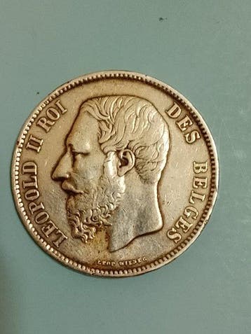 België. Leopold II. 5 Francs 1967 (Zonder minimumprijs)