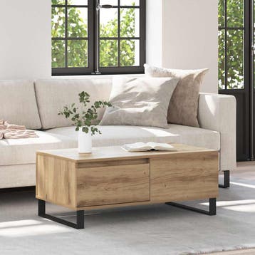 vidaXL Salontafel Artisan Eiken 90 x 50 x 36,5 cm Bewerkt, Huis en Inrichting, Tafels | Salontafels, Verzenden, Nieuw