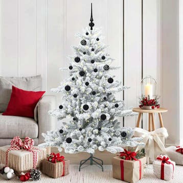 vidaXL Kunstmatige Hinged Kerstboom Wit 150 cm PVC en Staal, Verzenden, Nieuw