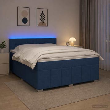 vidaXL Boxspringbed met matras met hoofdeinde Blauw 160 x, Verzenden, Nieuw