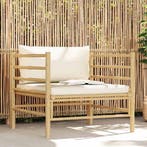 vidaXL Tuinbank met crèmewitte kussens bamboe, Tuin en Terras, Tuinsets en Loungesets, Verzenden, Nieuw