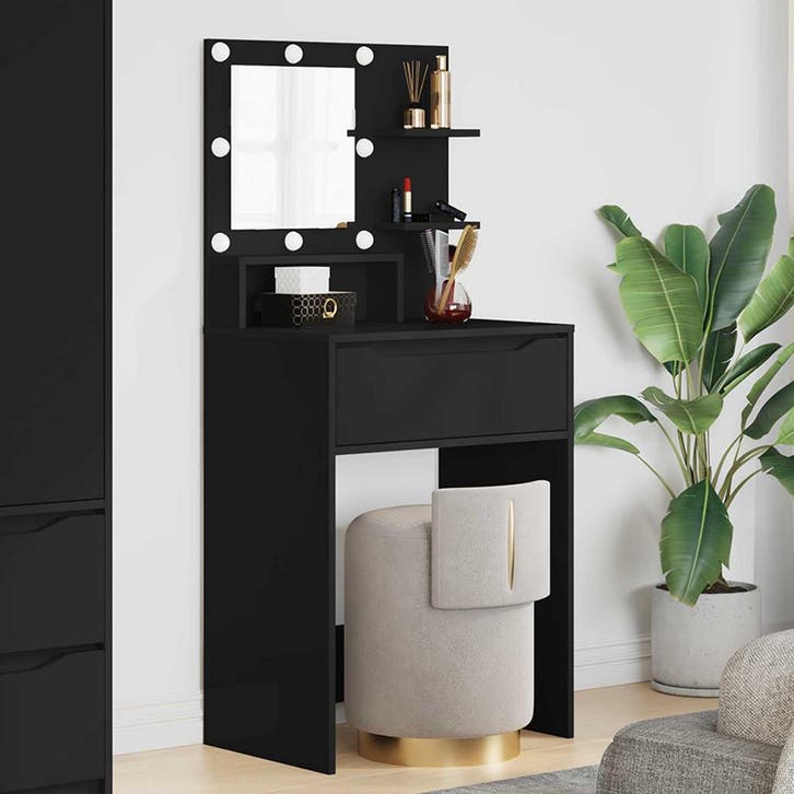 vidaXL Slaapkamer Toilet Tafels Zwart 80 x 39,6 x 135 cm, Huis en Inrichting, Tafels | Kaptafels, Nieuw, Verzenden